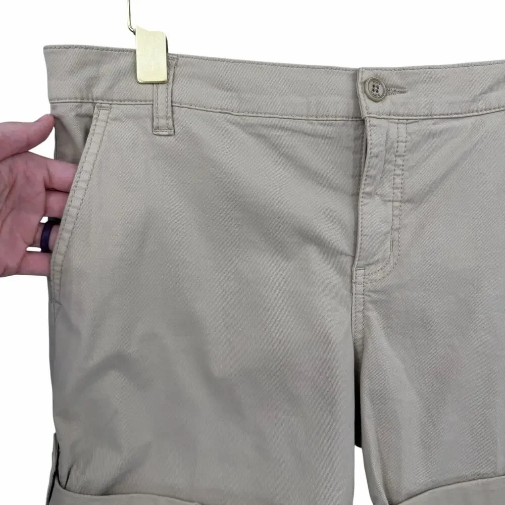 Tory Burch NWT Khaki Mid Rise Rolled Tight Fit Cotton Chino Shorts